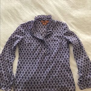 Tory Burch lilac ruffled blouse